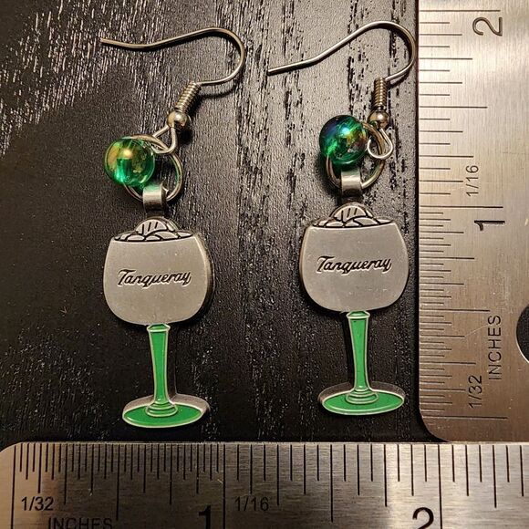 Green and Silver Cocktail Earrings - Picture 2 of 3
